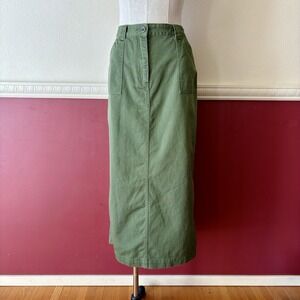 Christopher & Banks 100% cotton green denim maxi utility skirt